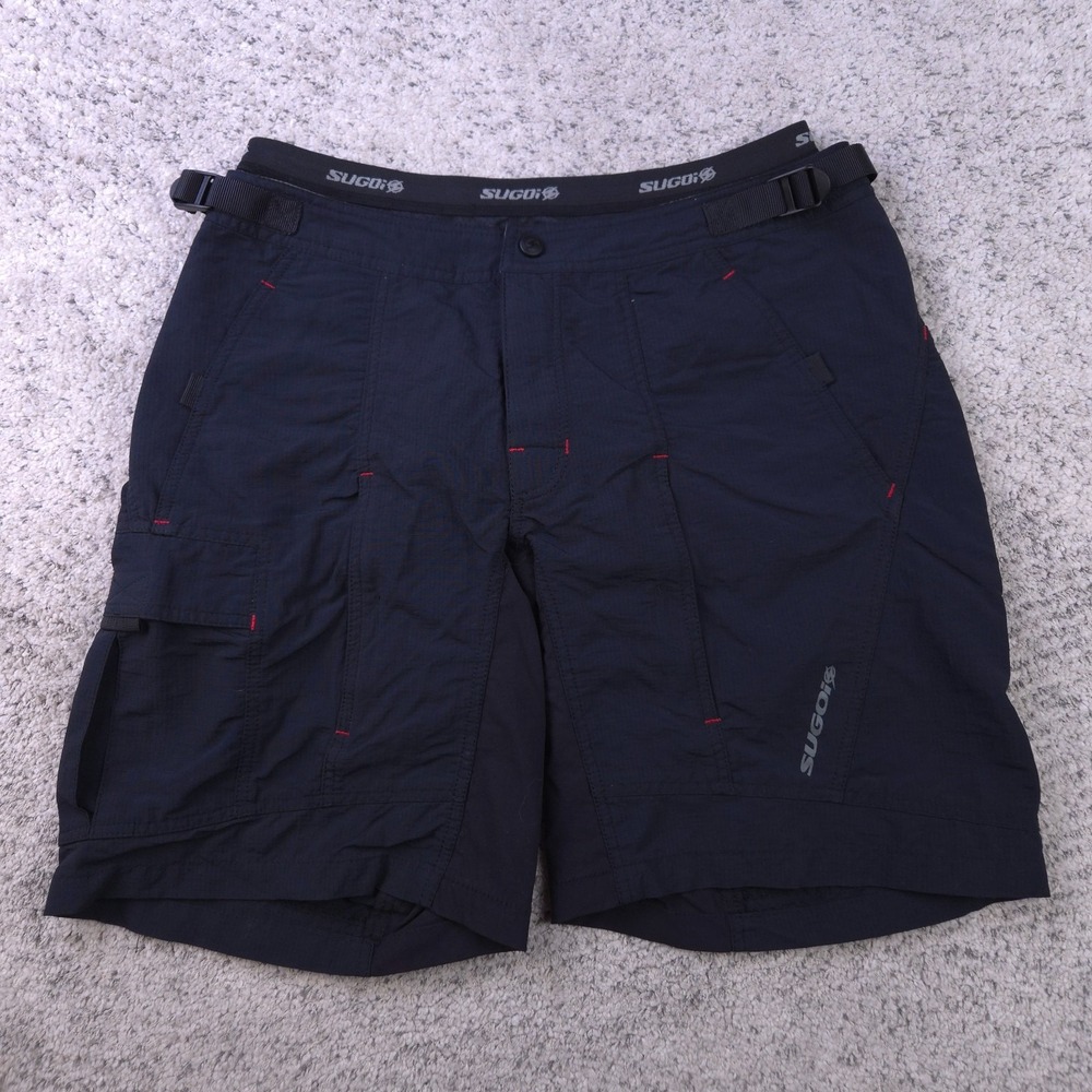Sugoi Cycling Shorts Mens Medium MTB Lined Padded Adjustable Cargo Black GUC
